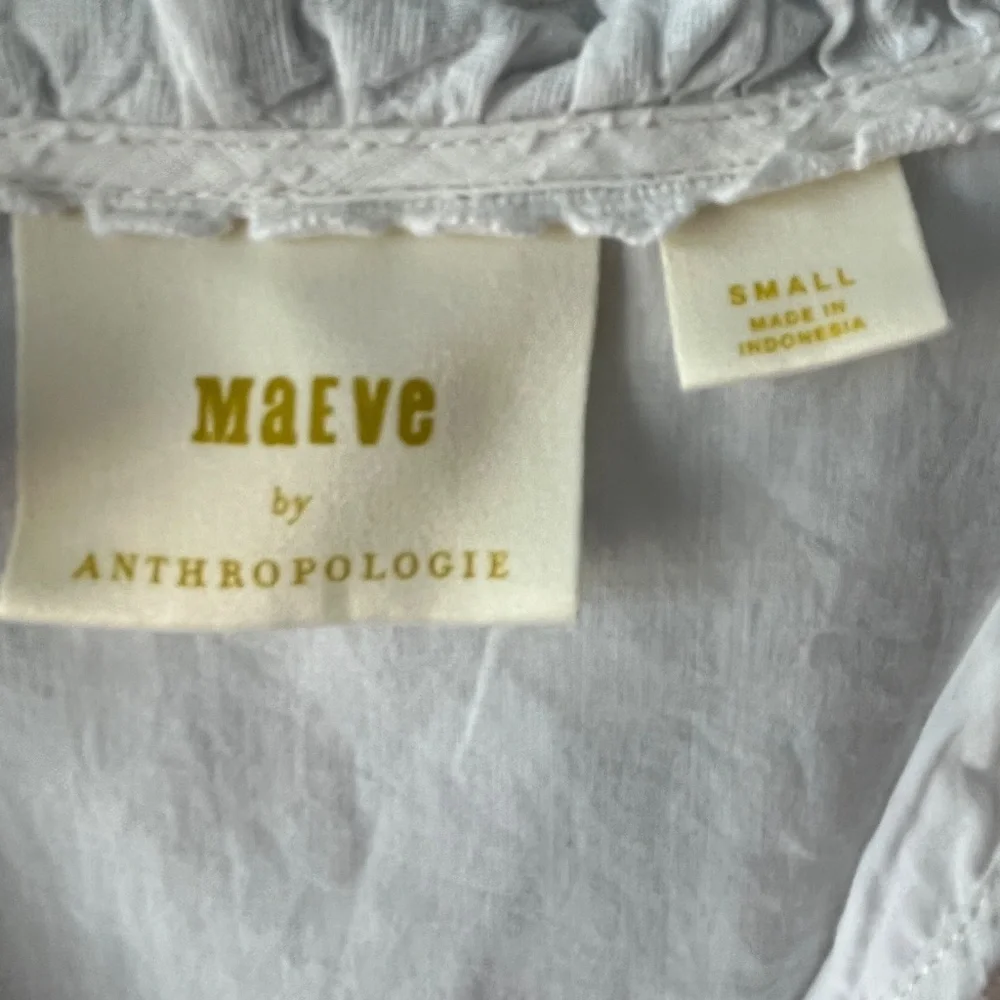 Anthropologie White Ruffled V-Neck Peasant Blouse